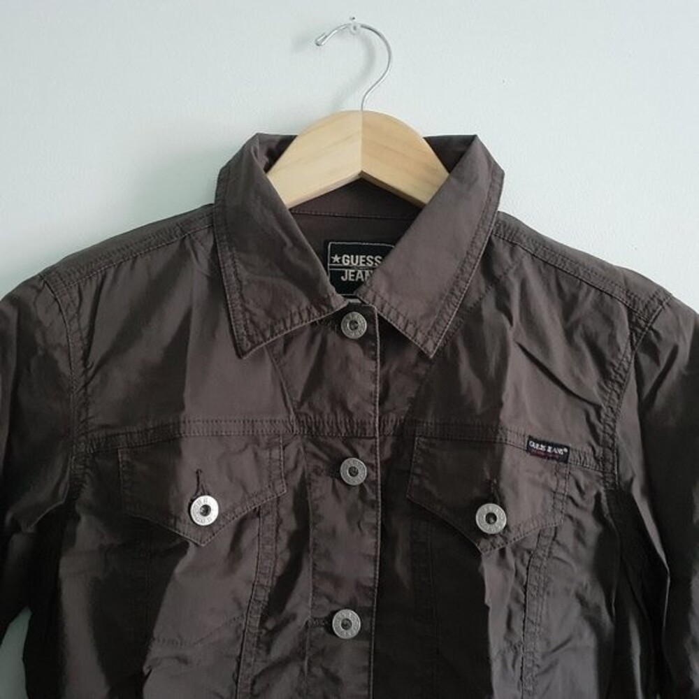 Guess Authentic Jeans Cropped Button Army Green U… - image 3